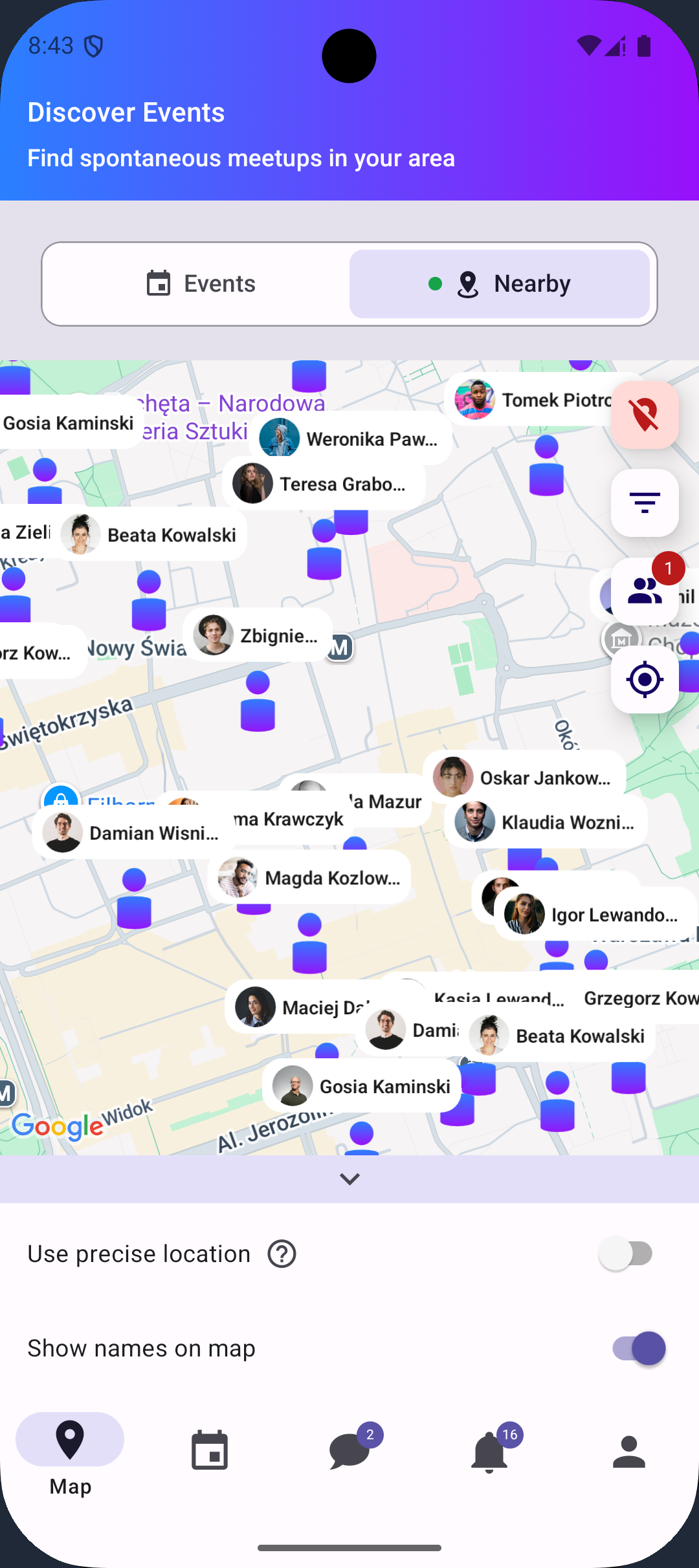 Nearby people view